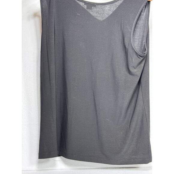 IMAN Global Chic Runway Jersey Mock Neck Tank - Black Size L Simple Black Top - Picture 3 of 5